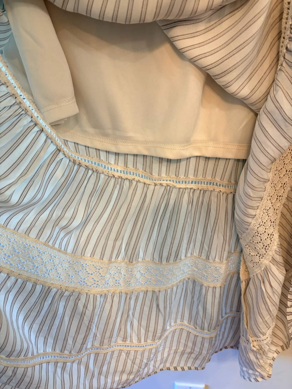 ✨ NWT Boho Luxe Striped Lace Inset Midi Skirt 42” L XL ✨ - Picture 6 of 8